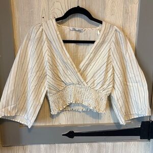 Zara Stripped Linen Blouse size XS